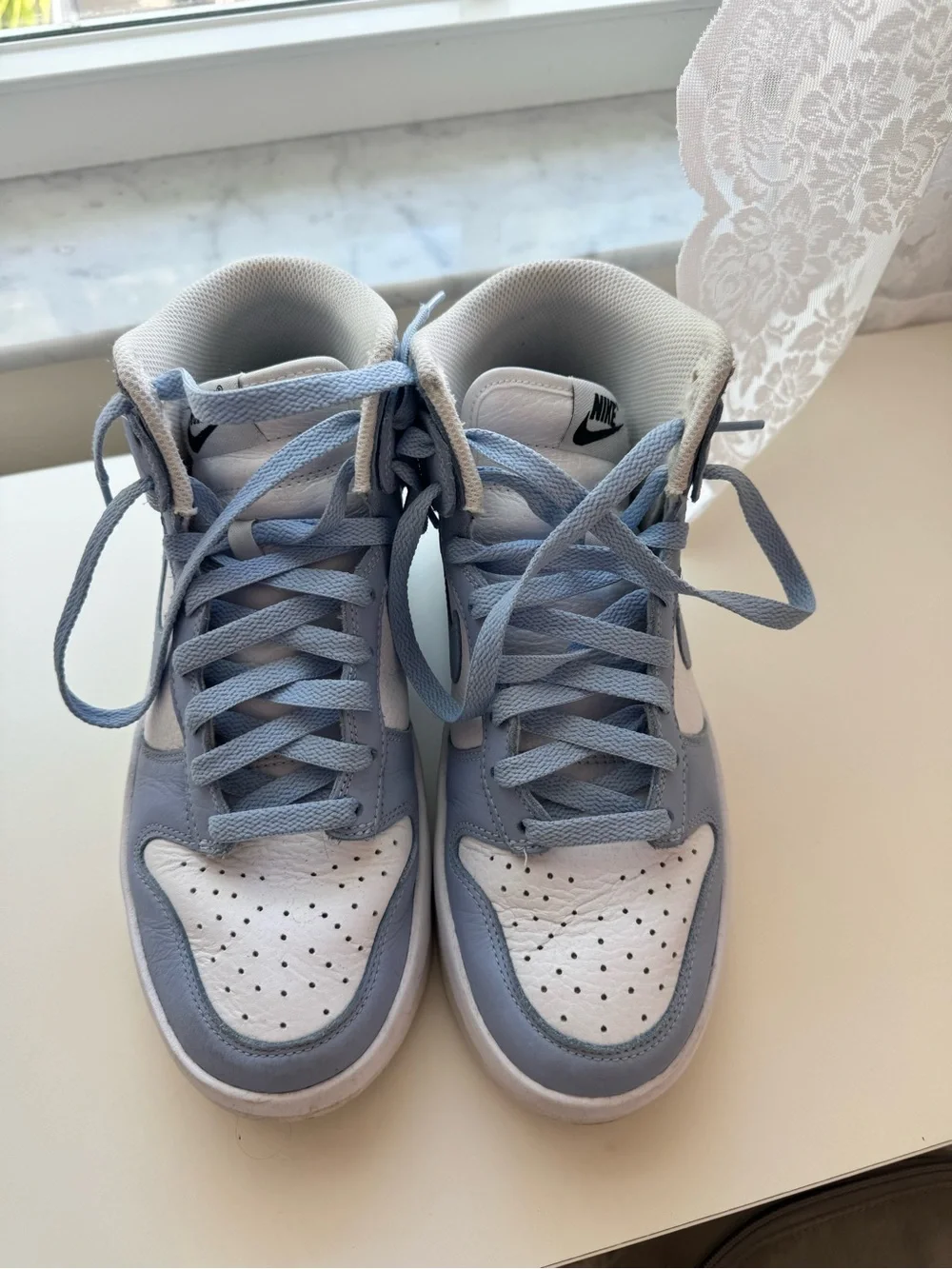 Custom Platform Nike Dunks | Light Blue and White